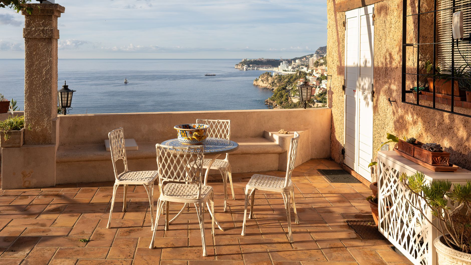 Architectural villa terrace in Mediterranean